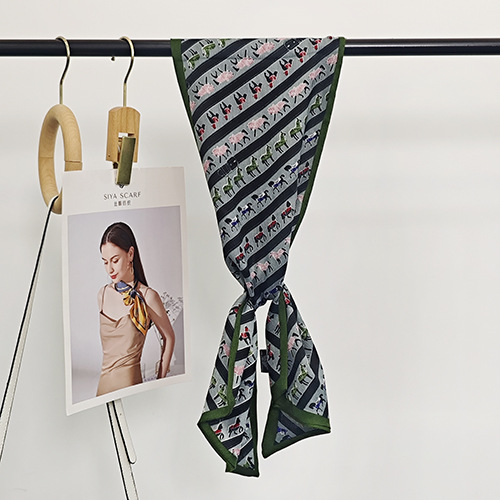 Junkhorse línea de bufandas de seda de temperamento retro con bufandas de correa flotante versátiles 2025 primavera y verano red nueva bufandas de cuello y collar