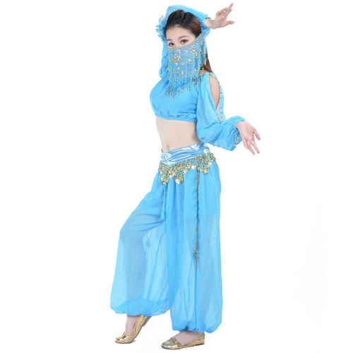 Belly dance suit lantern long sleeve ring bloomers practice festival event Indian dance performance costume set