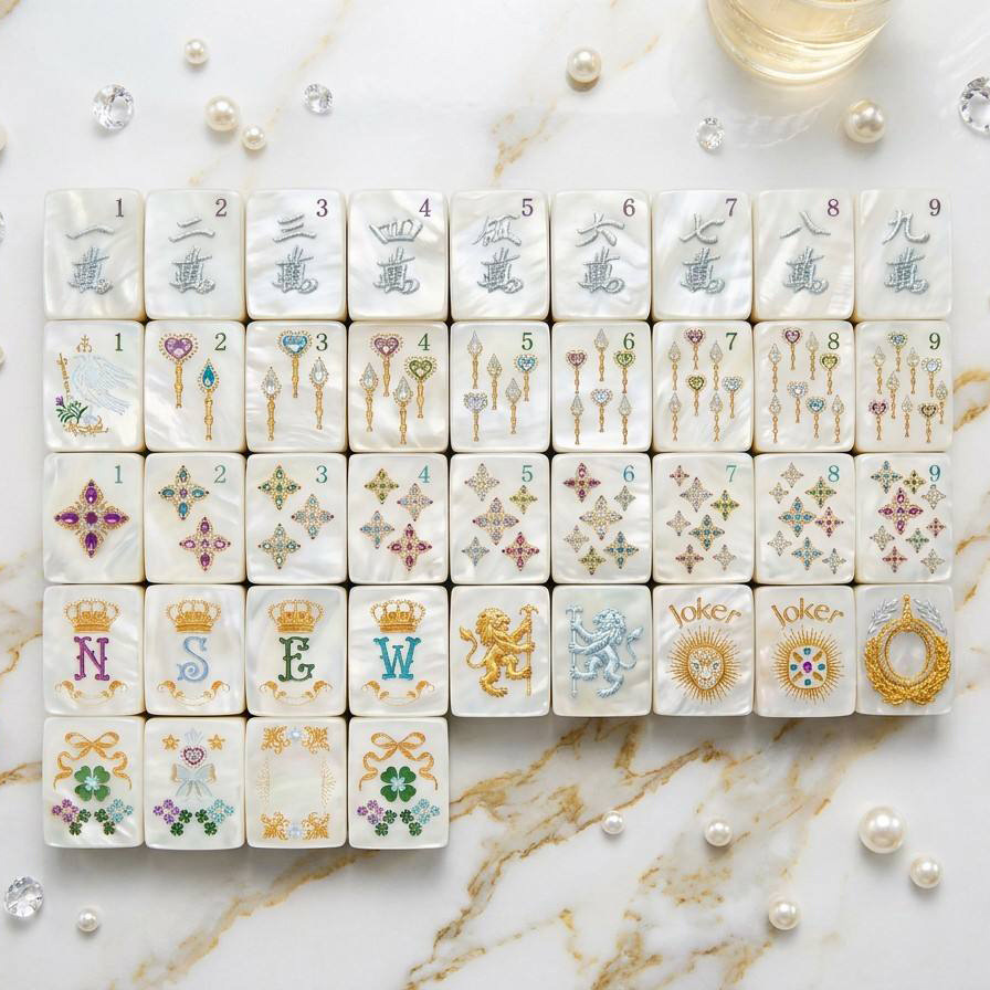 In-stock hot-selling acrylic pearl shell white single-layer American Mahjong tiles for cross-border trade