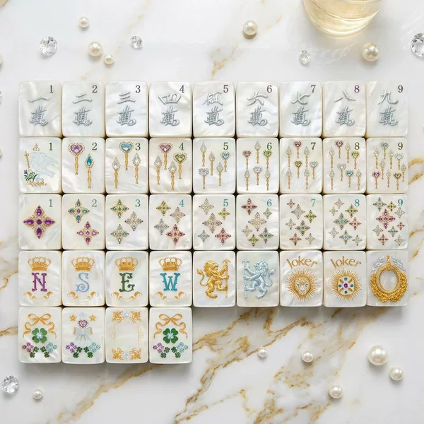 In-stock hot-selling acrylic pearl shell white single-layer American Mahjong tiles for cross-border trade