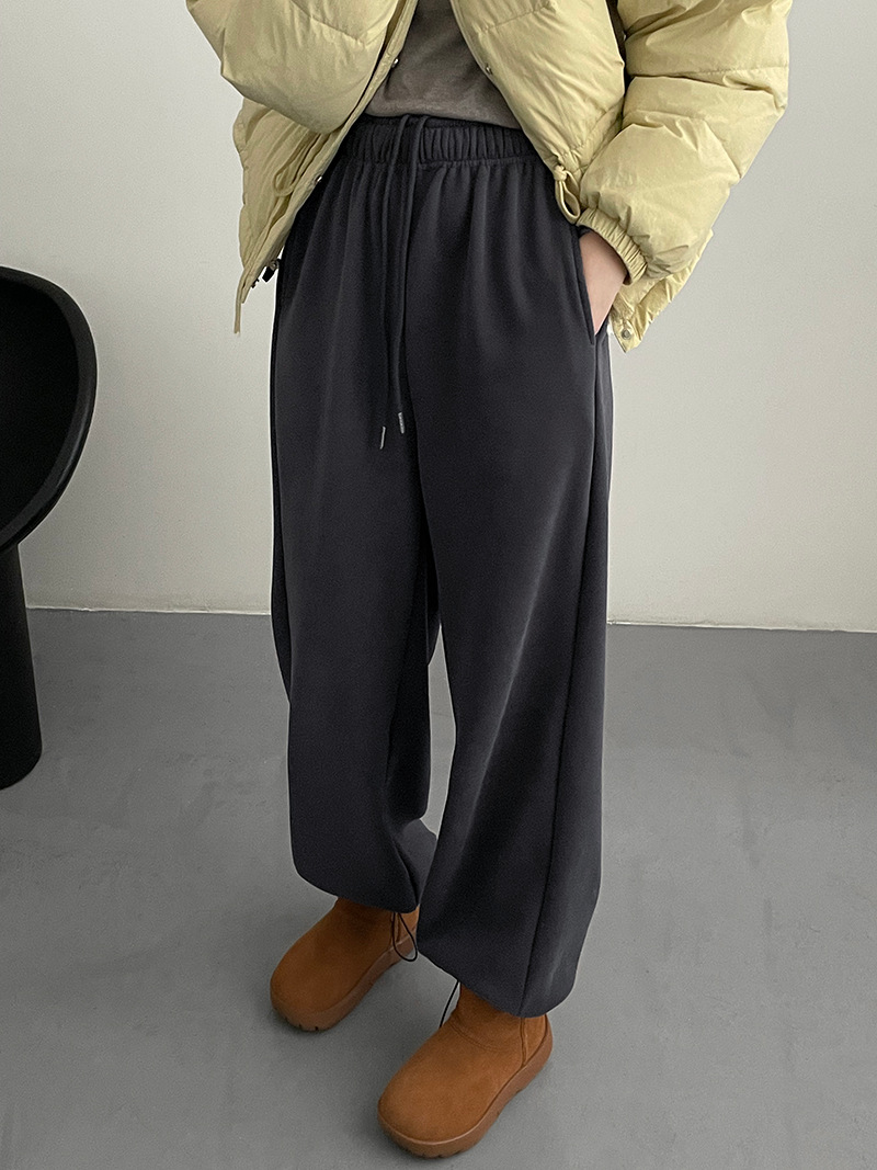 [Zhichengxi] Pantalones de chándal de invierno gruesos y con forro polar Taichuan, pantalones de chándal de pierna ancha cálidos con cordón para mujer 5575 image 6