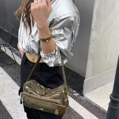 早秋最新爆款迷彩系列Acne相机包小众设计多功能休闲帆布机车包