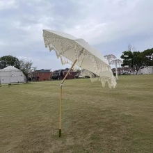 8k流苏户外遮阳沙滩伞纤维骨庭院露营太阳伞榉木杆别墅露台遮阳伞