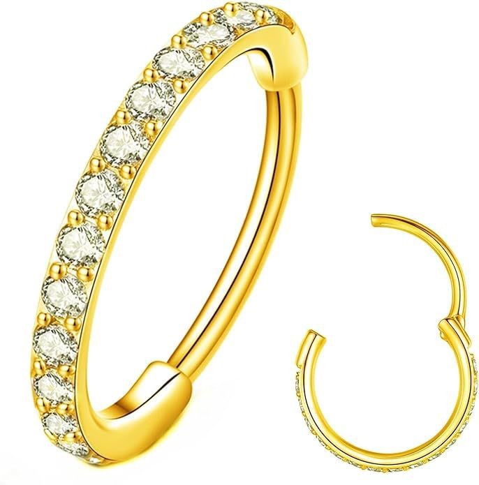 316L Stainless Jewelry Bottom Diamond-Studded Stud Titanium Steel Zircon Seamless Nose Multi-Functional Ring Unisex_voghion.com