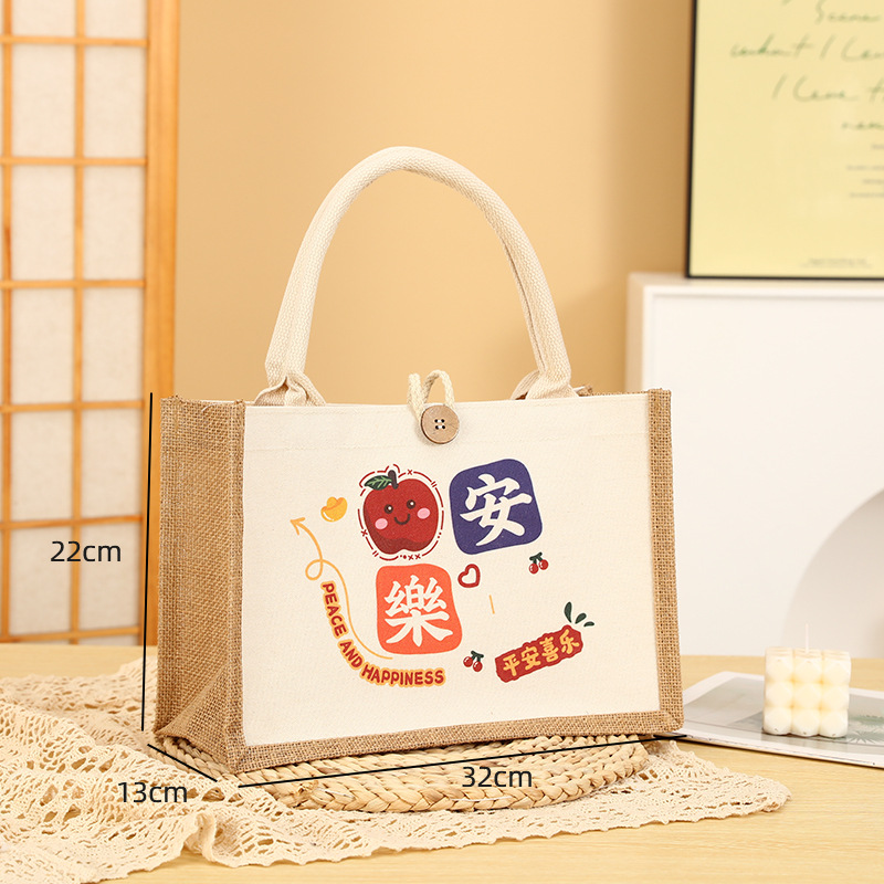 Nuevo bolso de lino estudiante caja de almuerzo ropa de protección del medio ambiente compras bolso ojo bolsa de lino bolso de lona