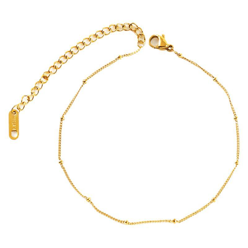 Transfronterizos Europa y América simple cinturón de perlas lateral cadena de pie pie de acero inoxidable chapado en oro 18K universal acero de titanio tobillas de mujer