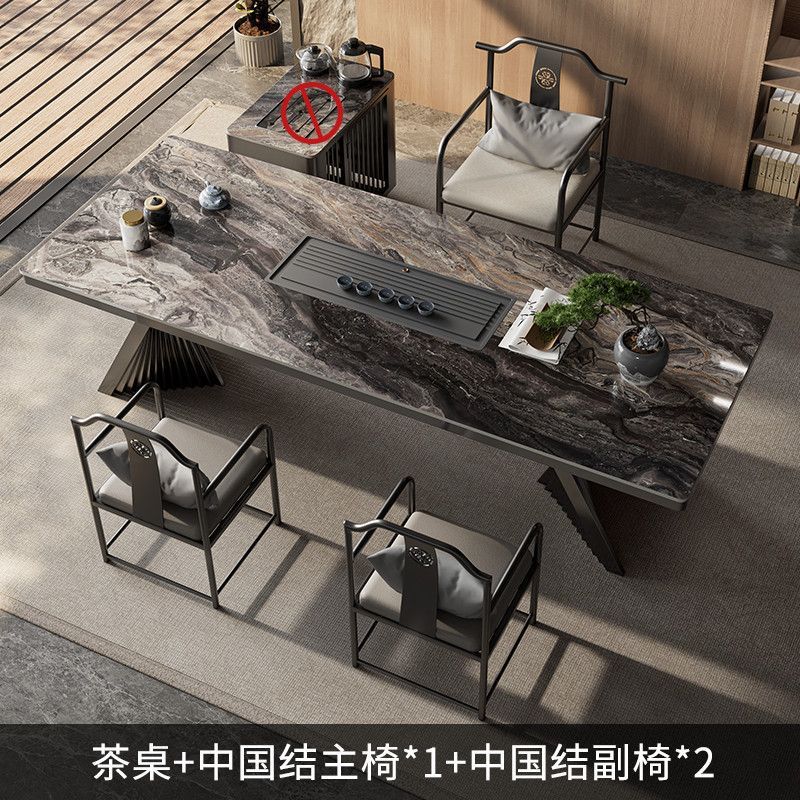茶桌一体一整套岩板茶桌现代轻奢高级感烧水壶办公室阳台家用茶台|undefined