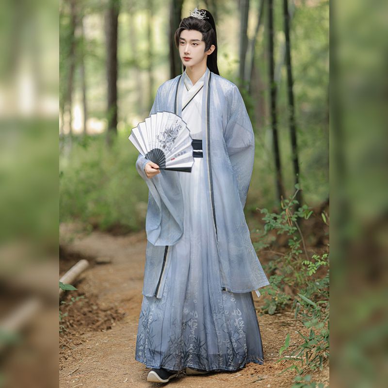 Wei and Jin Dynasty Hanfu Men's Clothing, Ancient Style Gentleman's Attire, Ethereal Ancient Costume for Men, Handsome and Graceful Ming-Style Large Size Student Outfit