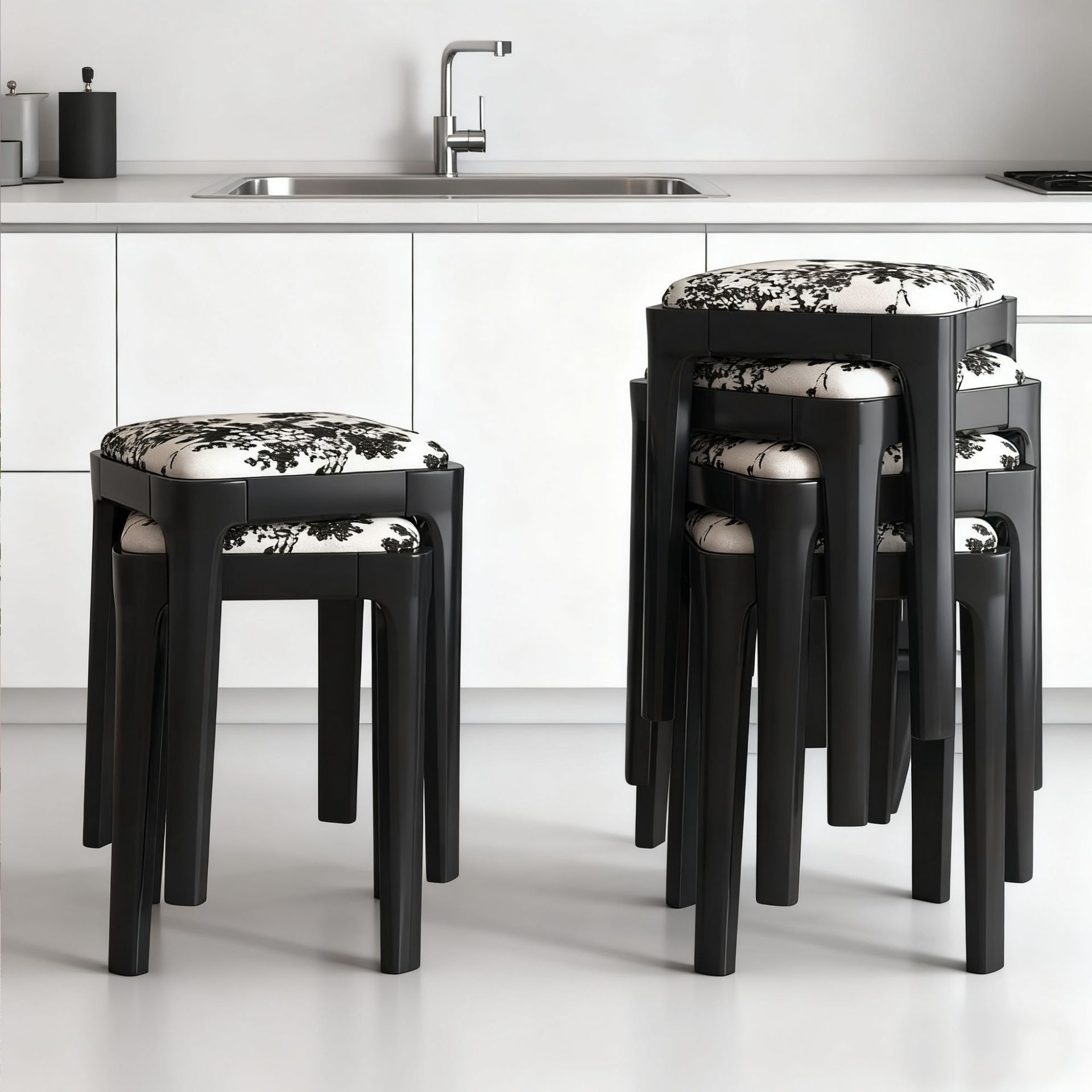 Solid Wood Low Stool for Home Living Room, Modern Soft Cushion Bench, Light Luxury Wooden Stool, Stackable Small Stool, Simple High Stool