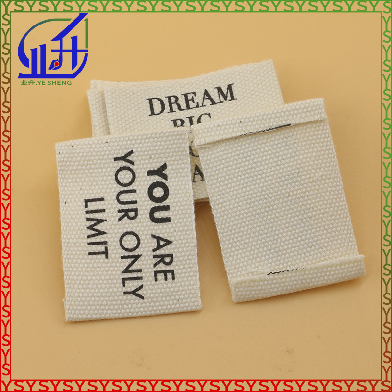 业升制品领口标签印唛粗纹布标加厚布标唛棉料方标领标可订LOOG