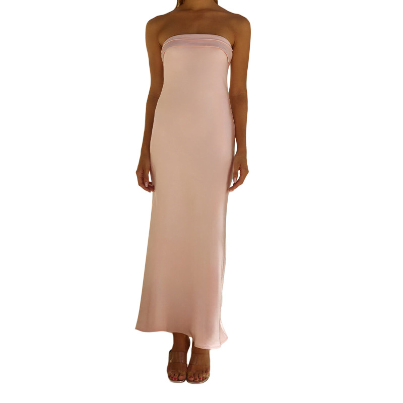 New Amazon Women's Satin Silk Backless Tube Top Elegant Strapless Sleeveless Maxi Bodycon Dress New Amazon Women's Satin Silk Backless Tube Top Elegant Strapless Sleeveless Maxi Bodycon Dress