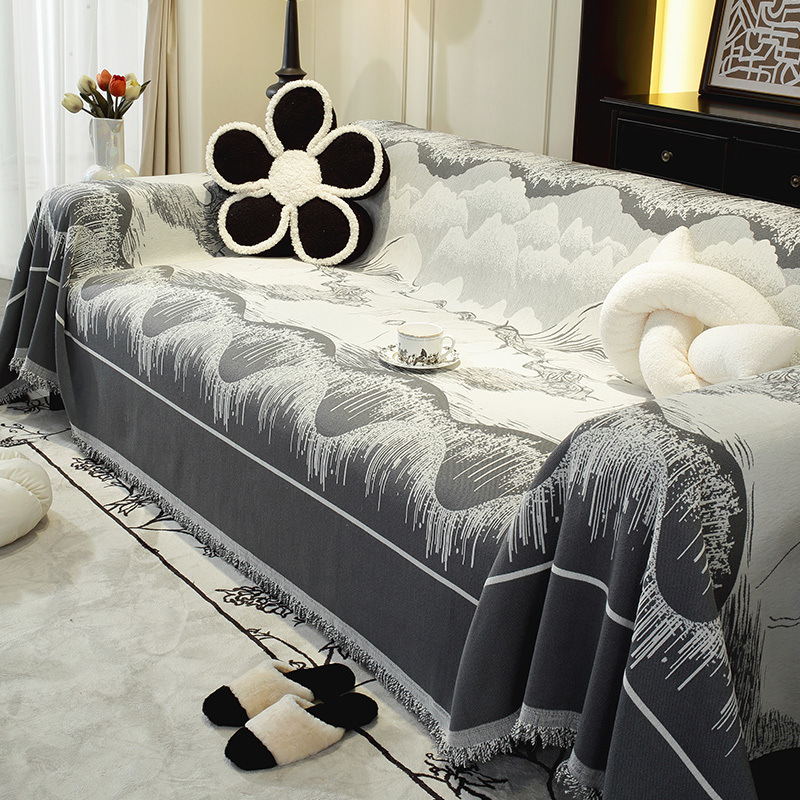 轻奢复古高级感沙发盖布四季通用雪尼尔防滑盖毯中古风防猫抓套罩