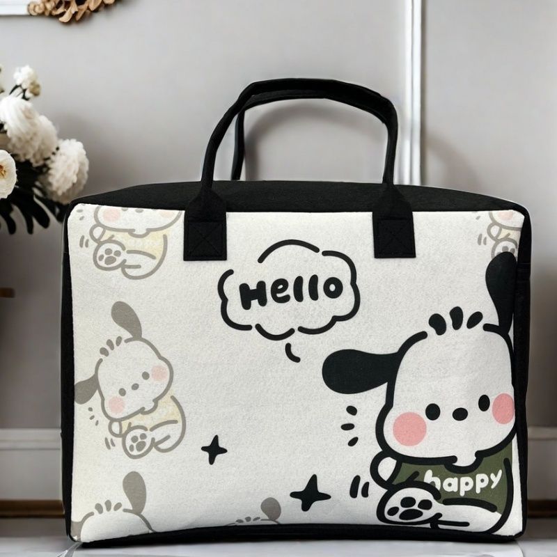 Nueva bolsa de viaje de dibujos animados plegable bolsa de almacenamiento de gran capacidad hermosa bolsa de equipaje de fieltro se puede ajustar la barra de tracción bolsa de espera