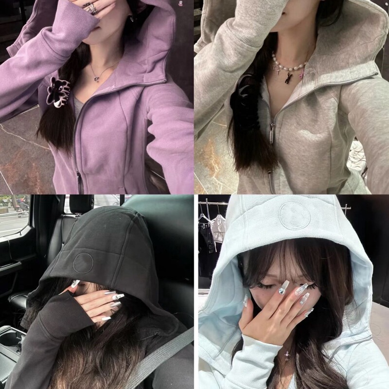 High Version Lu Same Style Sports Yoga Wear Scuba Cardigan Zipper Hooded Slim Women's Sweatshirt Top Jacket