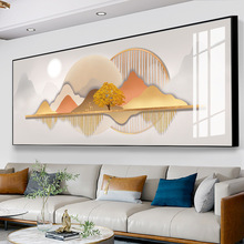 现代轻奢客厅装饰画晶瓷抽象山水办公室装饰风水靠山挂画卧室壁画