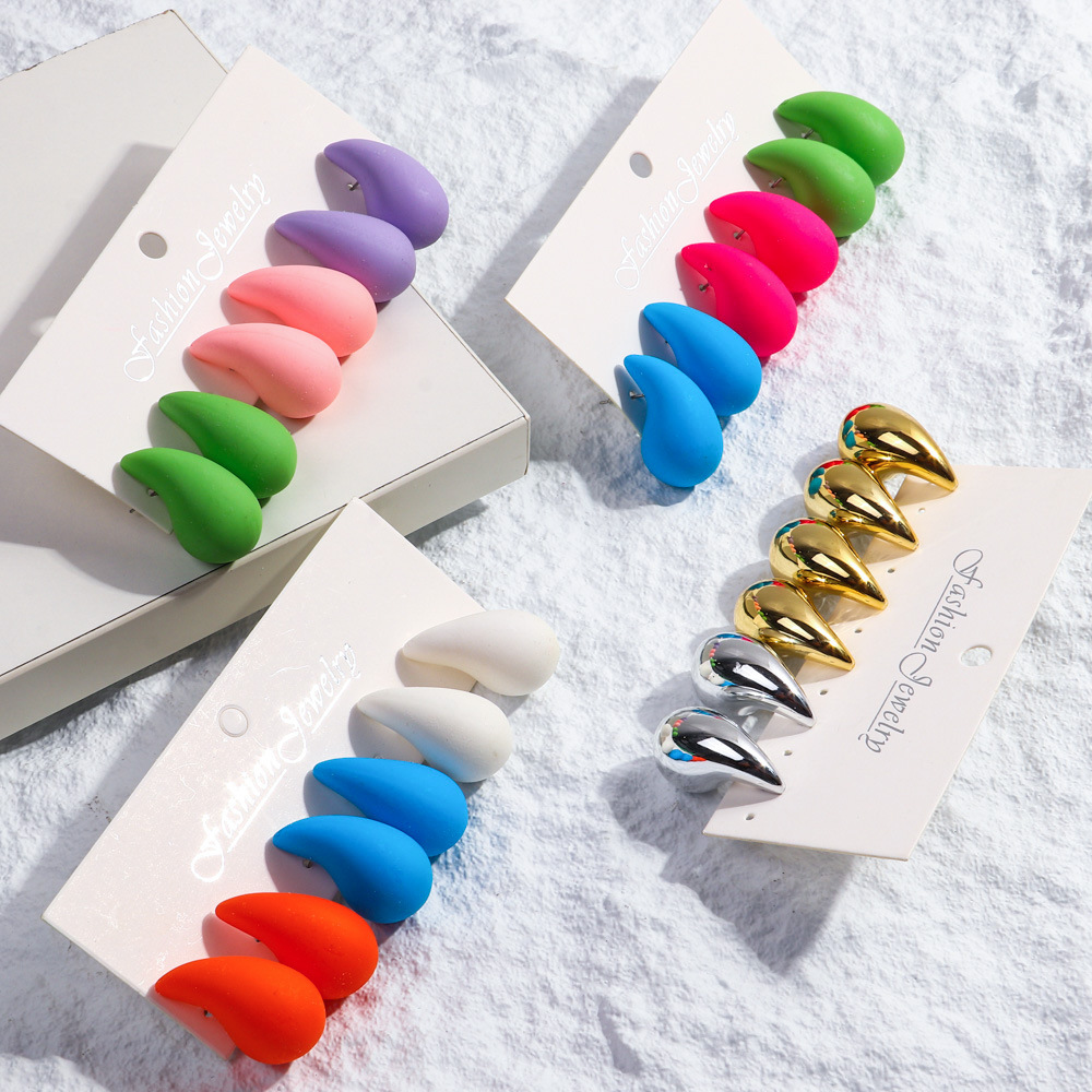 30g Weight Ear Studs Classification 3 Pairs Quantity Daily Occasion Acrylic Material Water Droplets Pattern Women's Gender Spray Paint Design IG Style, Simple Style Style 3 Pairs IG Style Simple Style Water Droplets Spray Paint Arylic Ear Studs 1
