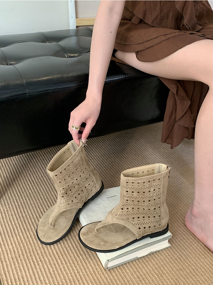 French-style Flat Thong Sandals Breathable Roman Sandals Women_voghion.com