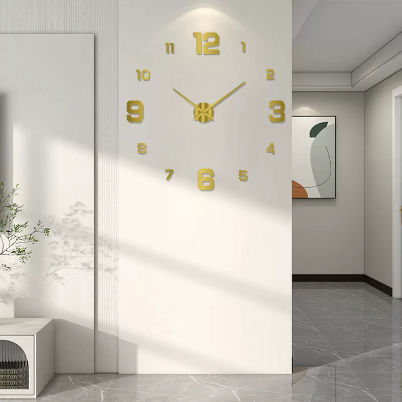 北欧简约时钟免打孔创意DIY挂钟客厅墙贴钟表卧室个性静音艺术钟