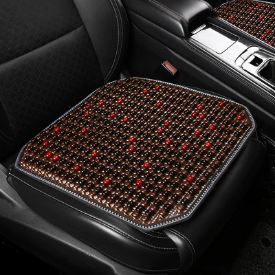 Summer Breathable Wooden Bead Lumbar Support Cushion for Car Drivers, Universal Backrest Pad for Trucks and Offices (Cool pad) - gypsophila-square-mat