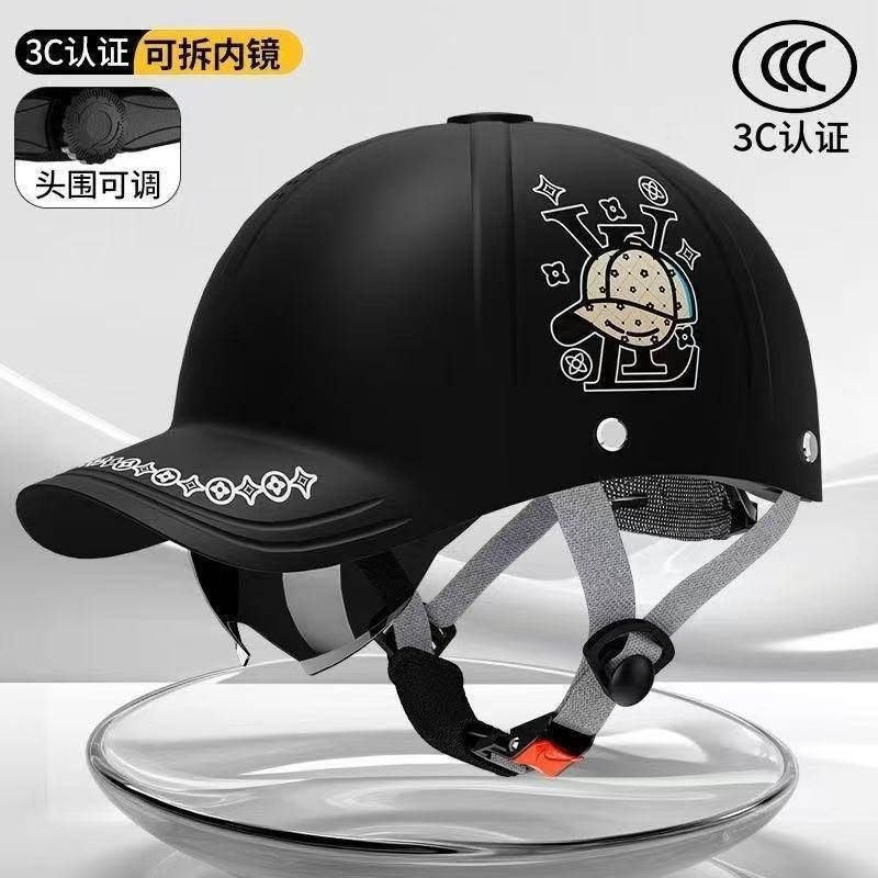 3C Certified Electric Vehicle Helmet for Men and Women, Summer Sun Protection, Breathable, All-Season Baseball Cap, Universal Motorcycle Safety Helmet, Half Helmet