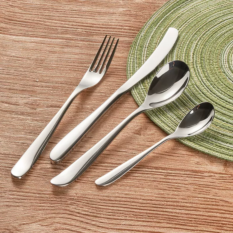 跨境弯月刀叉勺套装亮光不锈钢西餐甜品牛排餐具批发