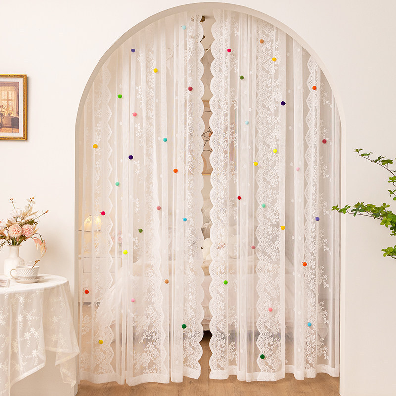 Korean-style fresh lace sheer curtains for girls' princess-themed bedrooms, children's rooms, French-style curtains, partition door curtains, and privacy screens Korean-style fresh lace sheer curtains for girls' princess-themed bedrooms, children's rooms, French-style curtains, partition door curtains, and privacy screens