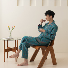 100%全棉A类双层纱色织家居服睡衣长袖纯棉纱休闲情侣套装春秋款