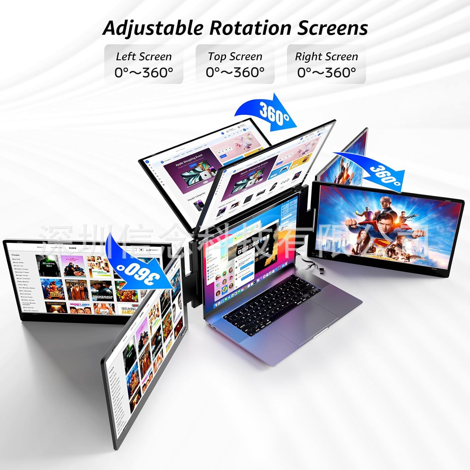 Portable Three-Screen Monitor Suitable for Financial Analysis, Video Editing, and Other Scenarios Such as Ai Presentation - Multiple Specifications Available