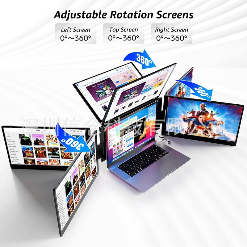 Portable Three-Screen Monitor Suitable for Financial Analysis, Video Editing, and Other Scenarios Such as Ai Presentation - Multiple Specifications Available