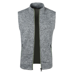 New Autumn and Winter Men's Vest Thin Velvet Knitwear Slim Cardigan Men's Zipper Hooded Flap Pocket Pants Vest