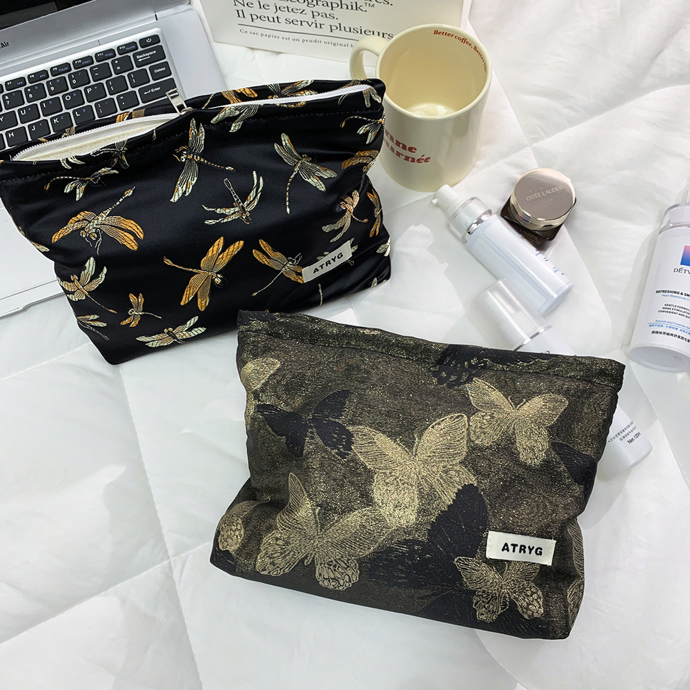 Bolsas de maquillaje de una gran cantidad de oro mariposa bolsa de maquillaje de alta capacidad de productos de cuidado de la piel bolsa de almacenamiento bolsa de mano