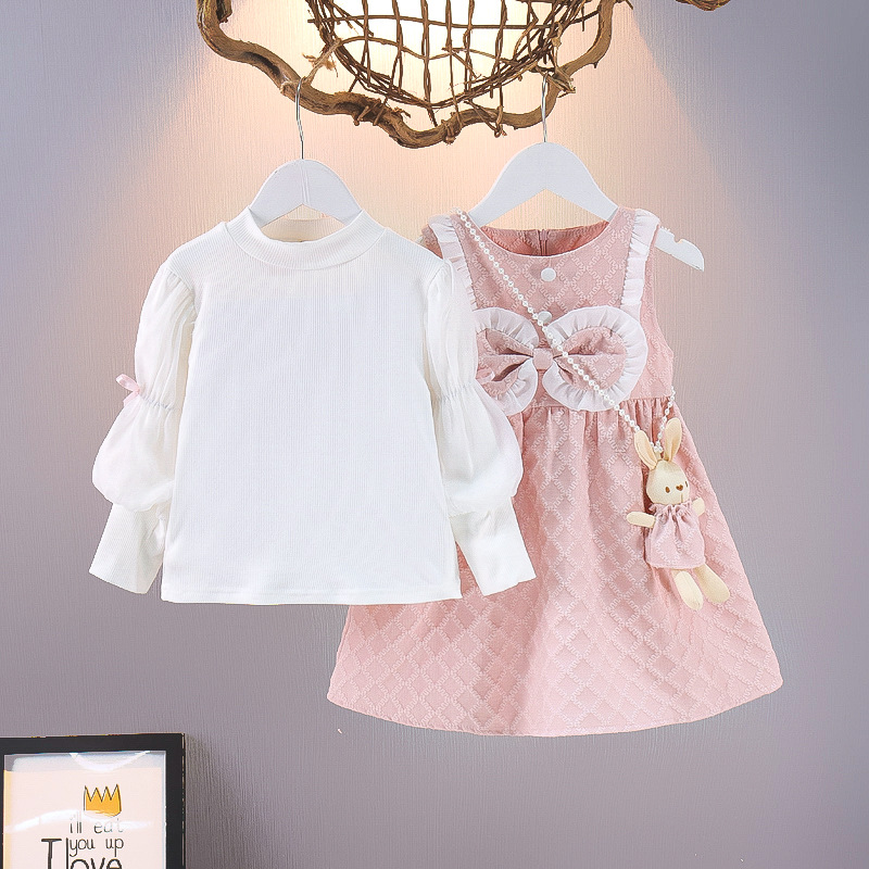 Ropa infantil de niñas vestido de primavera 2025 nuevo bebé vestido de princesa verde estilo coreano estilo extranjero primavera y otoño