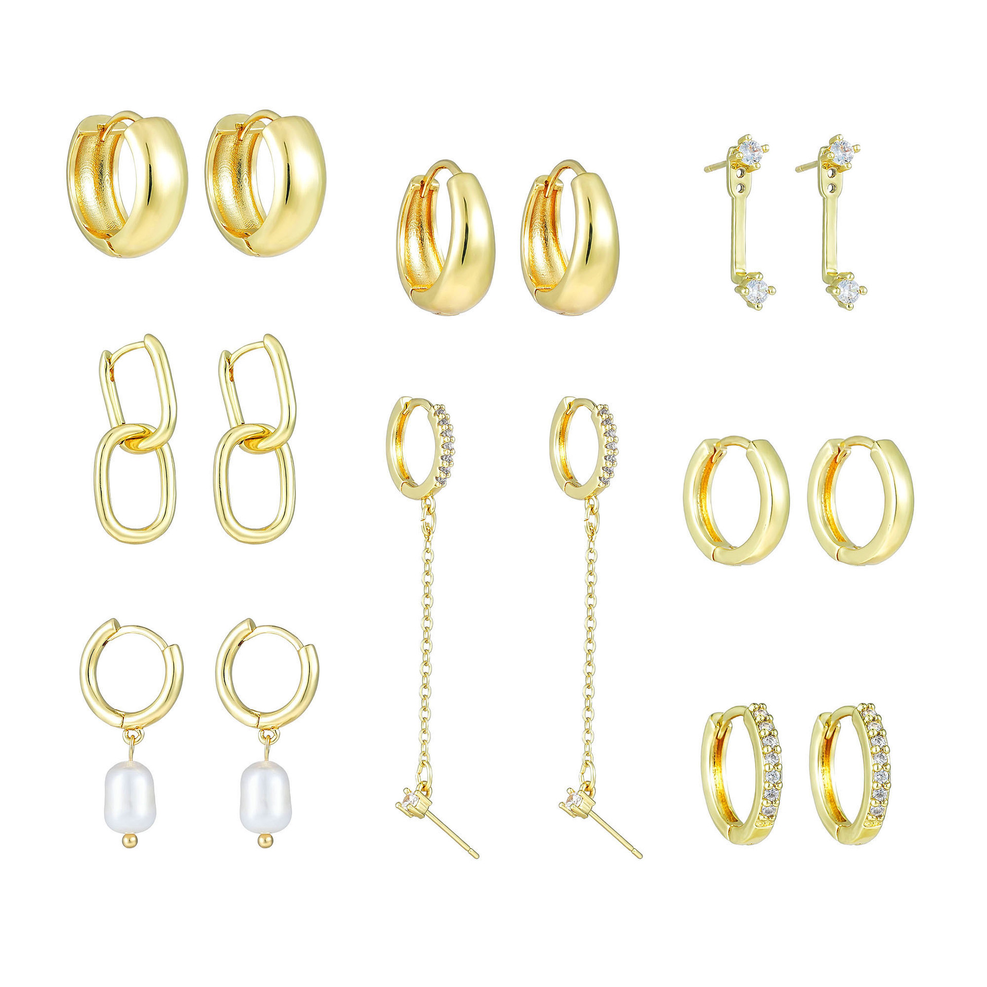 (Cross-border trading), (Wholesale), golden copper fashionable earrings from pearl, material, European style, simple and elegant design