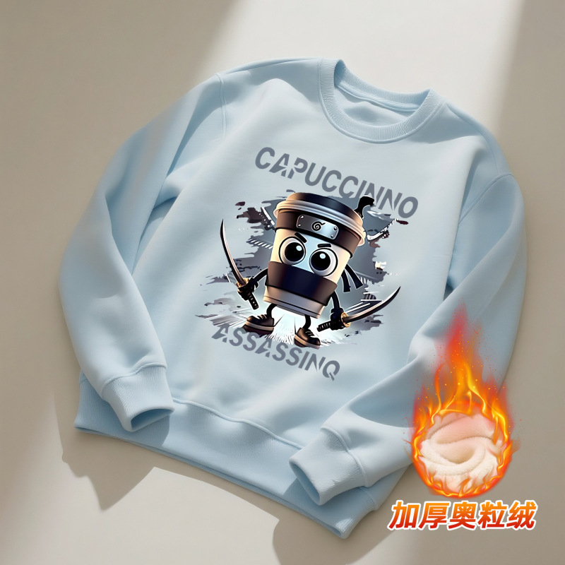 跨境货源咖啡忍者卡布卡布趣味儿童卫衣圆领套头童装休闲秋冬上衣|undefined