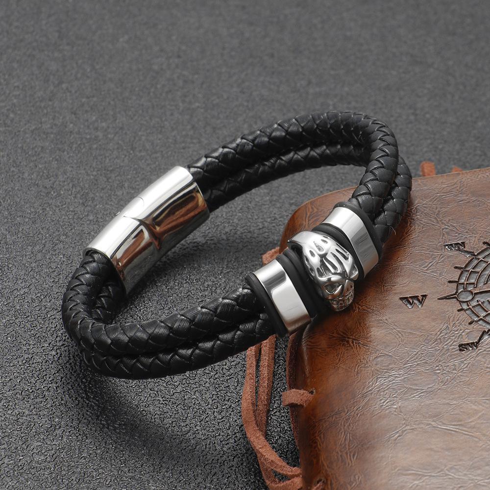 Stainless Steel Skull Bracelet Ornament Men's Niche Advanced Vintage Punk Style Bracelet