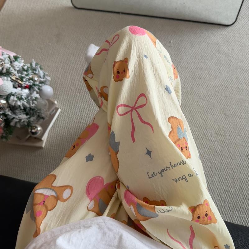 Primavera y verano · Pantalones de pijama casuales para mujeres pantalones a prueba de mosquitos rojos en línea 2025 nuevos pantalones caseros para llevar