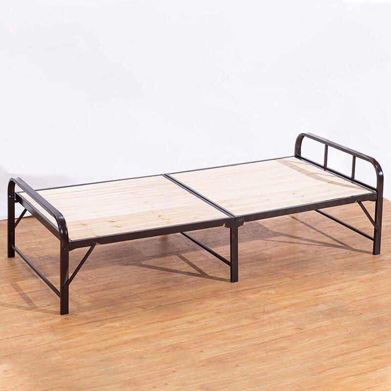 Folding Bed for Rental, Adult Nap Bed, Solid Wood Bed, Foldable Hard Board Bed, Small Bed, Single/Double Bed, Iron Frame Bed