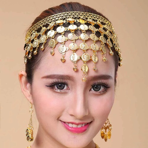 New European and American belly dance waist chain square dance Indian dance line dance semicircle triangle sequin performance rehearsal set
