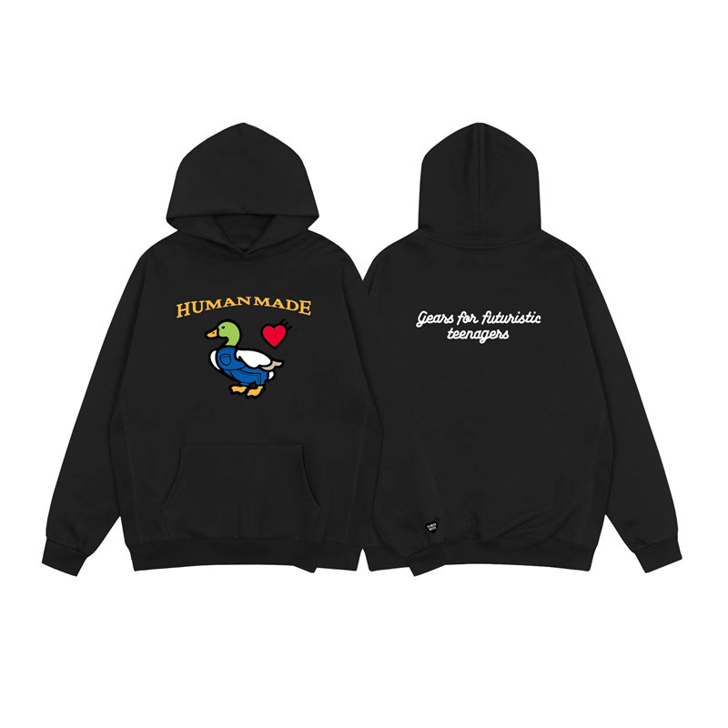 Felpa con cappuccio uomo stampa anatra human made unisex_voghion.com