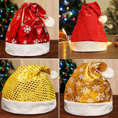 Christmas hat sequins children adult golden snowflake Santa hat party hat atmosphere decoration dress gift