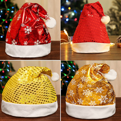 Christmas hat sequins children adult golden snowflake Santa hat party hat atmosphere decoration dress gift