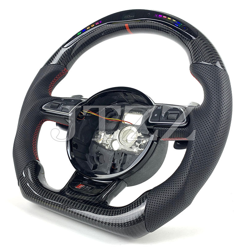 Suitable for Audi A4A5A6A7S4S5S6S7 2010-2015 carbon fiber steering wheel LED car interior