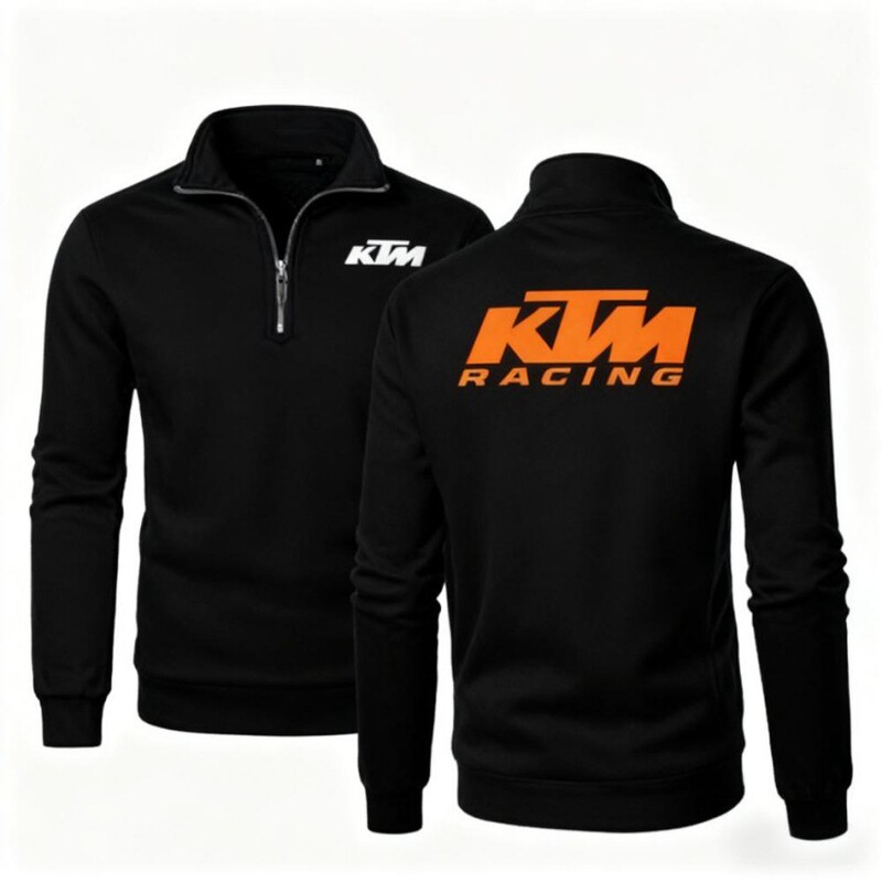 Kindergarten Aliexpress Cross-Border Hot-Selling Ktm Printed Sports Casual Sweatshirt Men's Velvet Half-Zip Trendyy Stand-Up Collar Top