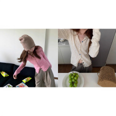 im向 甜氧织语~雪花感100棉撞色贝壳扣显瘦针织衫女秋季针织开衫