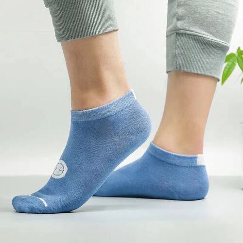 Socks Men's Trendy Socks Men's Short Socks Summer Thin Boat Socks Personalized Letter Men's Socks Sweat-Absorbent Breathable Low Top