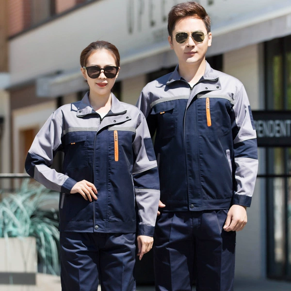 Work clothes polyester fifth generation navy blue and gray (top and pants)