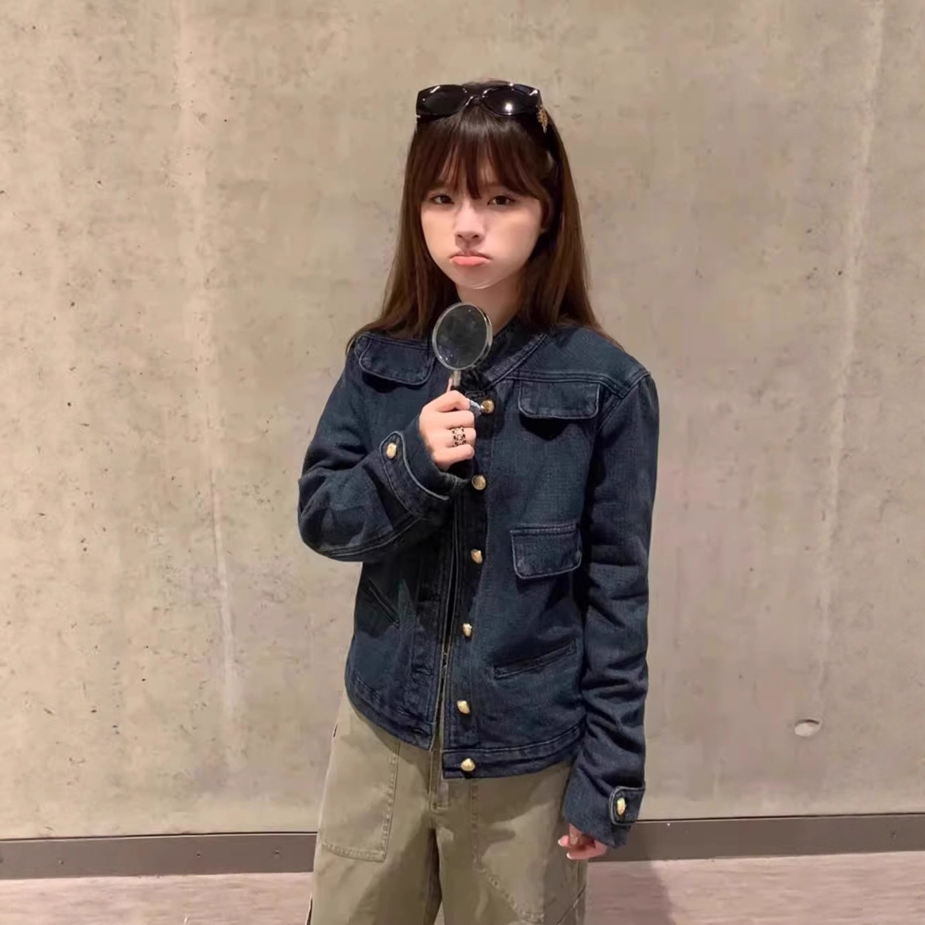 韩版复古时尚长袖水洗牛仔外套女春秋季短款小个子休闲夹克时髦