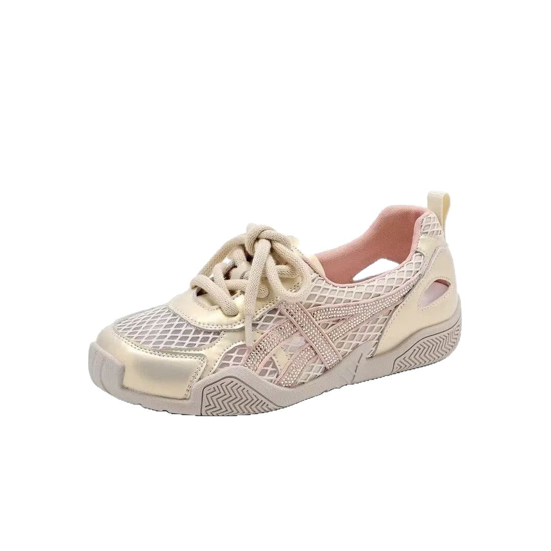 Coreano ins-wind Gump zapatos de mujer de verano malla transpirable hueco plano suave no se cansa pies ligeros zapatos casuales
