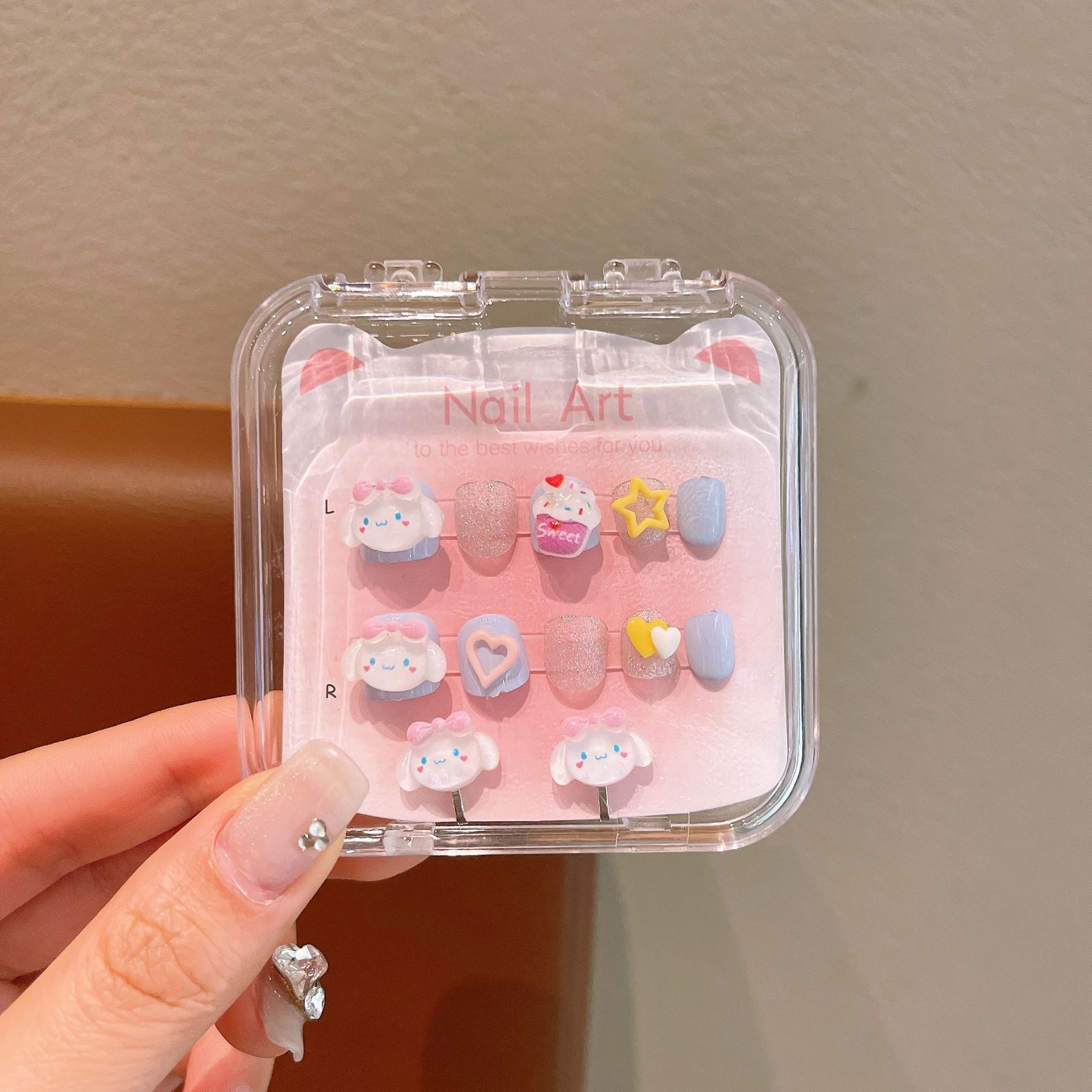 Niños Kulomi dibujos animados bebés usar uñas niñas lindas manicure parches de uñas impermeables para usar