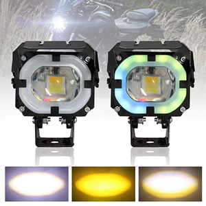New Motorcycle Led Modified Spotlight Two-Color Flash Colorful Rgb External Modified Car Light Electric Car Headlight